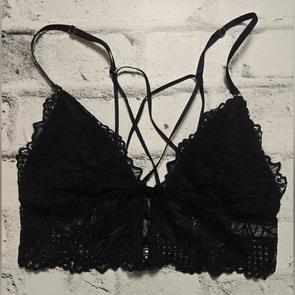 Lace Bralette Bundle M Rose & Vine Black Red Set - Picture 9 of 13